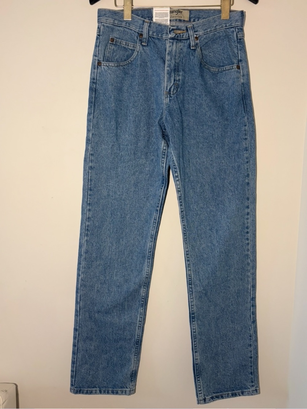 Wrangler Blue Denim Jeans with Brown Leather Patch